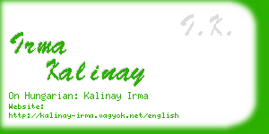 irma kalinay business card